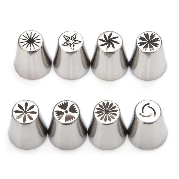 HENGSONG 8PCS Pastry Tips Piping Icing Nozzles Cake Sugarcraft Decoration Tool Stainless Steel
