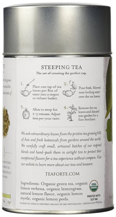 Tea Forte LEMON SORBETTI Organic Loose Leaf Green Tea, 2.12 Ounce Tea Tin N5