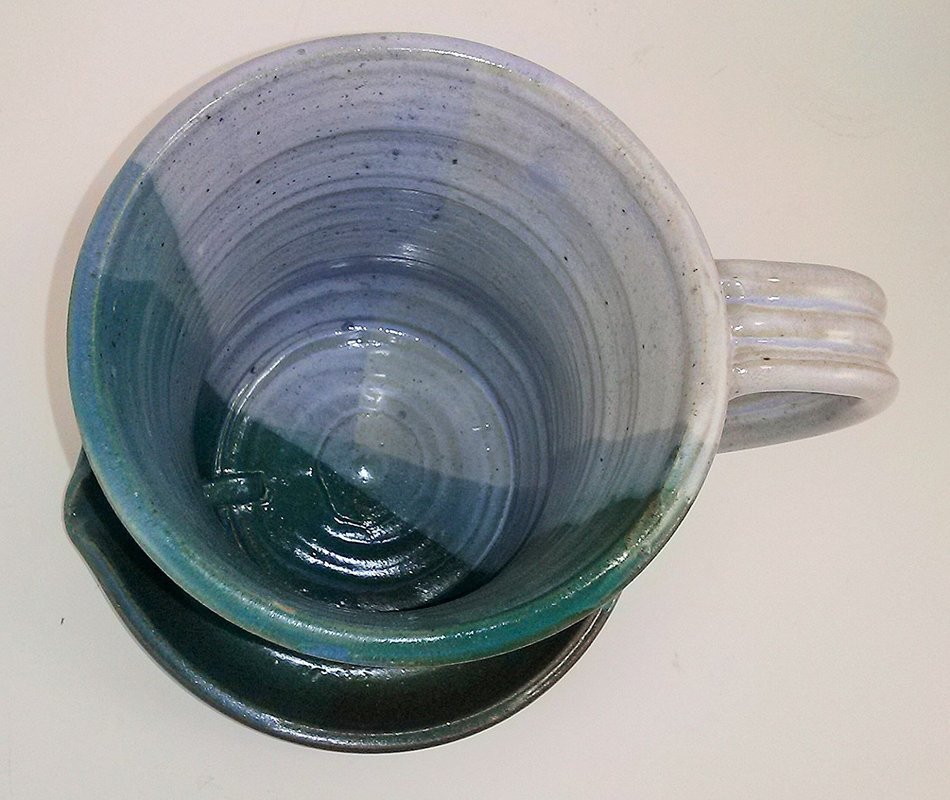 Aunt Chris' Pottery - Heavy Hand Made - Clay Bacon Cooker - Unique New Way of Cooking Bacon - Multi Color Glazed N2