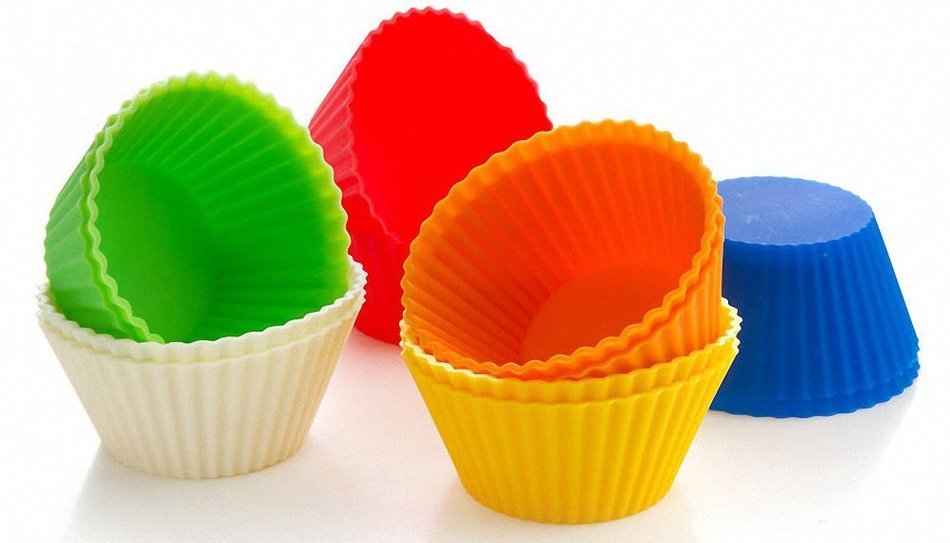 Cupcake Molds Silicone Baking Cups Muffin Cases Set of 12 Reusable ...