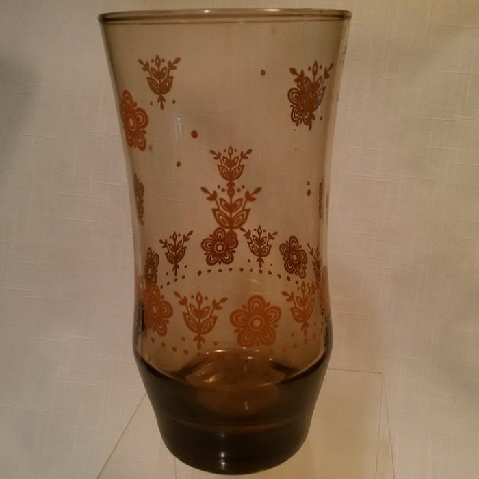 Retro Gold Butterfly Water Glass, Gold Butterfly Amber Drinking Glass 6"