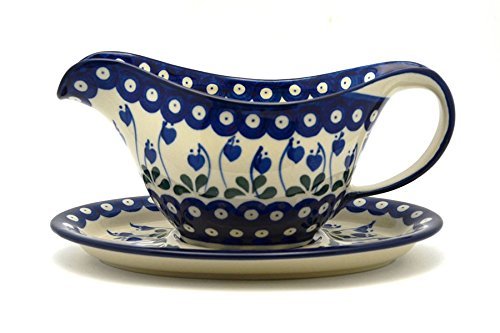 Polish Pottery Gravy Boat - Bleeding Heart