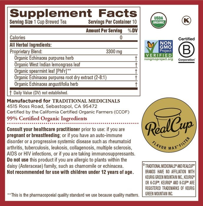 Traditional Medicinals Organic Chamomile with Lavender Tea, Single Serve Cups for Keurig K-Cup Brewers, 10 Count N39