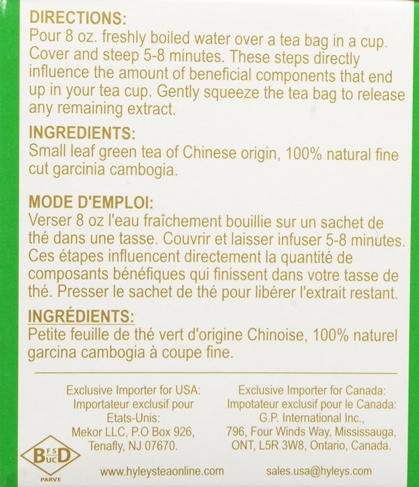 HYLEYS Tea Garcinia Cambogia Green Tea, 25 Count (Pack of 12) N5