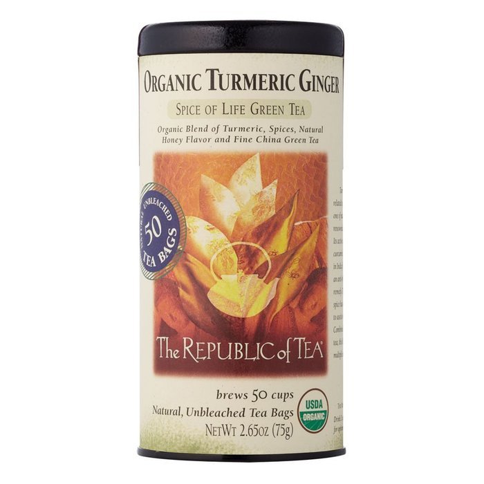 The Republic Of Tea Organic Turmeric Ginger Green Tea, 50 Tea Bags, Gourmet Green Tea And Turmeric Tea N14