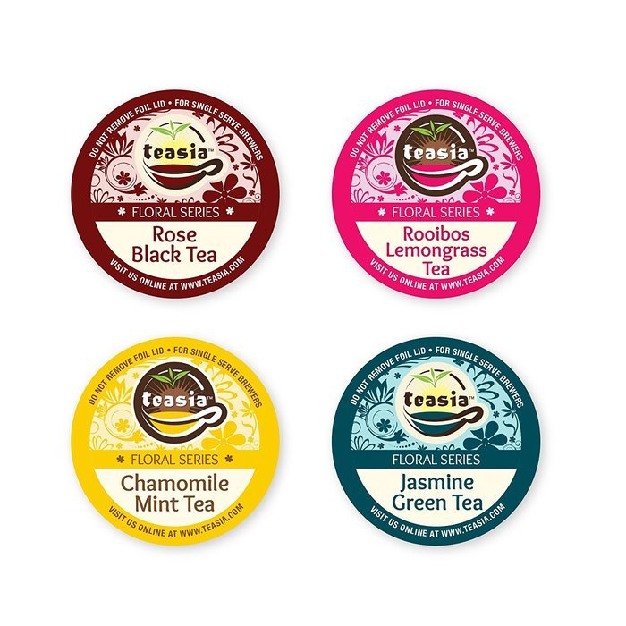 Teasia All Natural Floral Sampler Tea Pack, 36-count 2.0 COMPATIBLE K-Cup Hot Tea Iced Tea Capsules Tea Pods for...