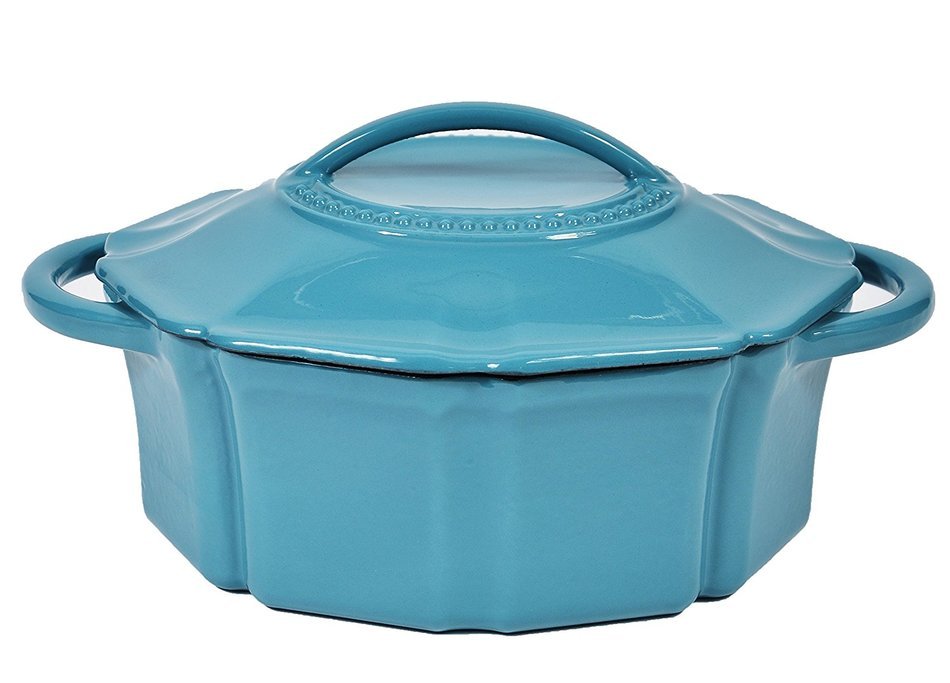 Isaac Mizrahi Bella Chic Oval Casserole and Lid Dutch Oven 4-Quart (Turquoise)