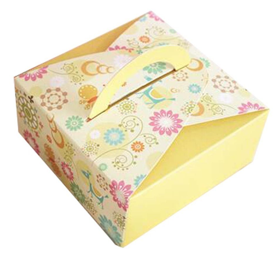 Set Of 10 Colorful Square Cute Cookies Box Package Biscuit Box Yellow