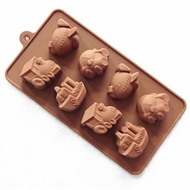 BST Cake Pan 8 Hole Vehicle Shape Cake Mold Ice Jelly Chocolate Mold,Silicone 23*12*2.5 CM(9*4.7*1 INCH)
