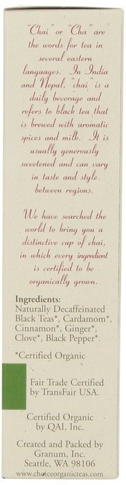 Choice Organic Decaf Chai, 2.1 Ounce N7