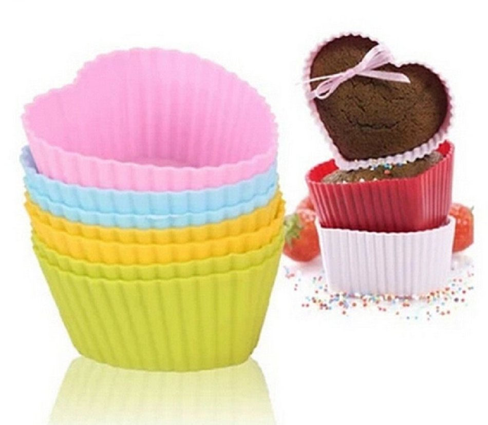12 Pcs Set (In PVC Box) Basic Heart Shape Mold Cake Baking Silicone Mold Cupcake Muffin Cup Cake Heart Shape (...