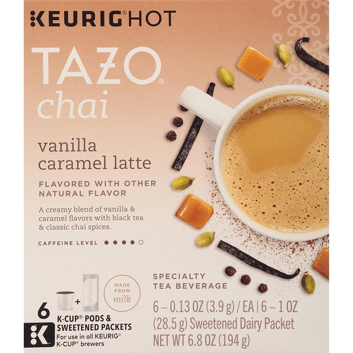 Tazo Vanilla Caramel Chai Latte, K-Cup for Keurig Brewers, 24 Count