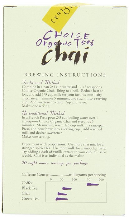 Choice Organic Decaf Chai, 2.1 Ounce N10