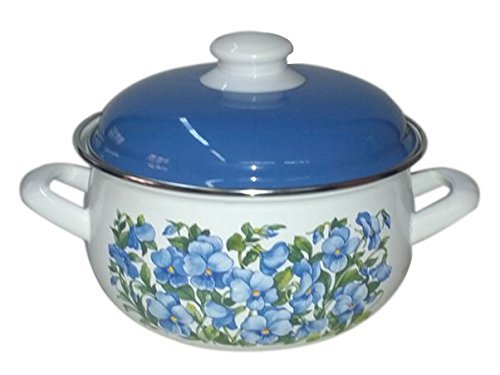 Europe Ware K15289/24 6.5 quart Casserole Pan with Decorative Design, Large, White/Blue