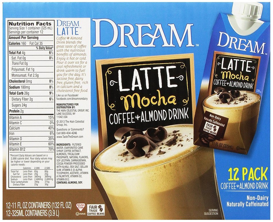 DREAM Latte Coffee + Almond Mocha Non-Dairy Drink, 11 Fluid Ounce (Pack of 12) N7