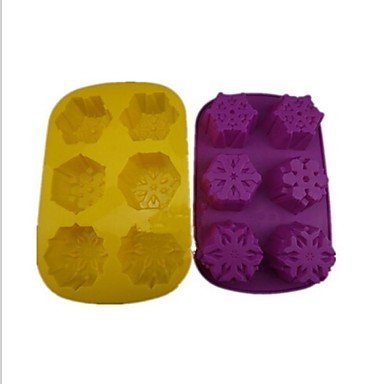 BST Cake Pan 6 Hole Snow Shape Cake Ice Jelly Chocolate Molds,Silicone 28*17.8*3.4 CM(11.1*7.1*1.4INCH) Random...