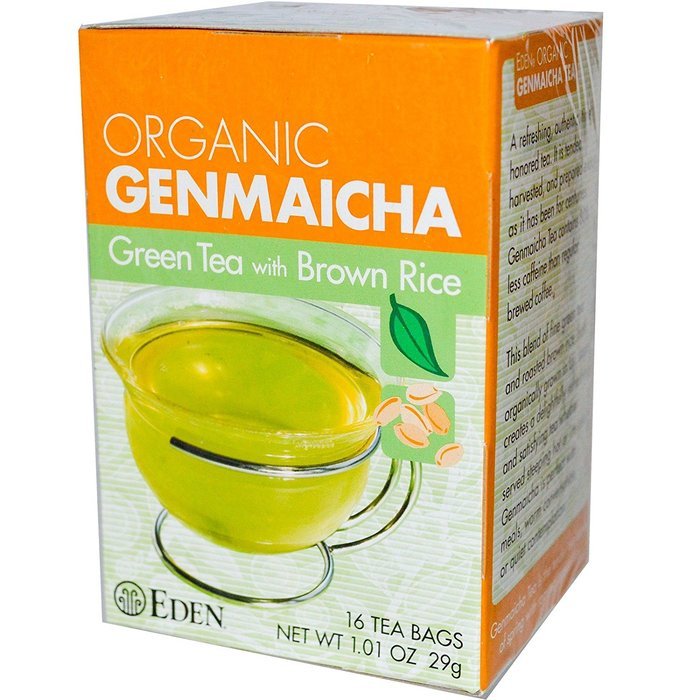 Eden Organic Green Tea with Brown Rice, Traditional Genmaicha, Tea Bags, (1.01 OZ) 16 ct Boxes