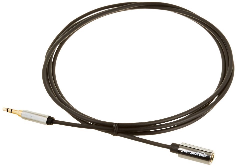 AmazonBasics 3.5mm Male to Female Stereo Audio Cable - 6 Feet (1.83 Meters) N6