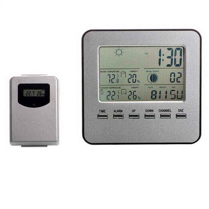 Cideros Wireless Electronic Weather Station Alarm Clock with Outdoor Sensor Hygrometer Thermometer Moon phase...