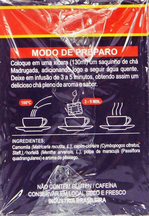 Passion Fruit Tea 10 tea bags - Ch&aacute; de Maracuj&aacute; 10 sach&ecirc;s - Madrugada - 0.5oz (15g) GLUTEN FREE - (PACK OF 04)
