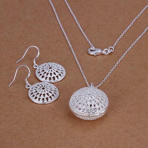 925 sterling silver Plated Fashion pretty cute Lovely Earring Necklace set S202