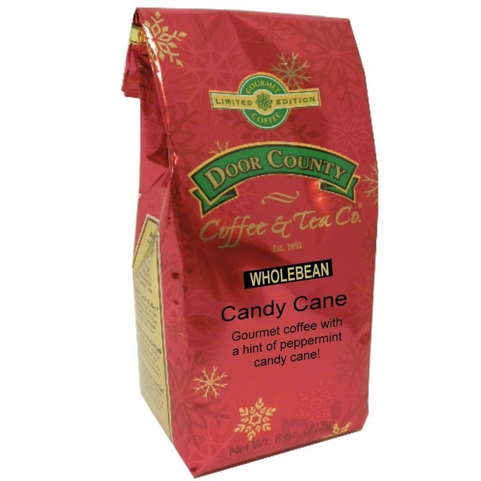 Door County Coffee, 8oz Bags, Seasonal Holiday Coffee (Candy Cane, Ground) N13