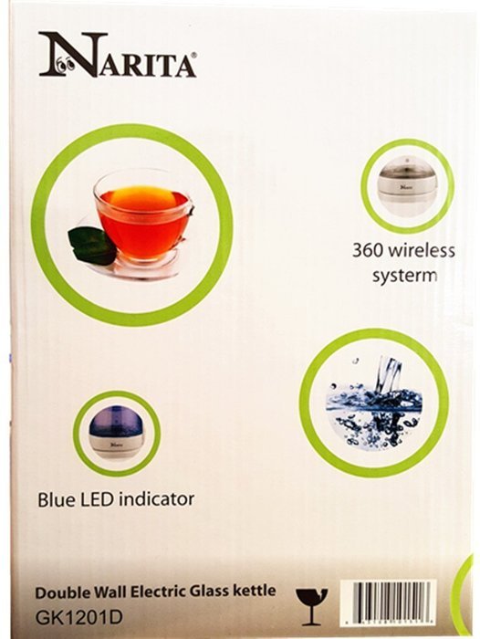 HND&reg; 1.0 L Electric Glass Kettle ,Double Wall Kettle ,1500 Watt Max.