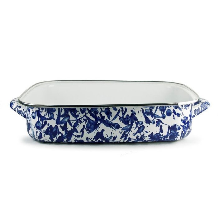 Golden Rabbit Enamelware Cobalt Swirl Lasagna Pan with Swirl Glass Lid ...