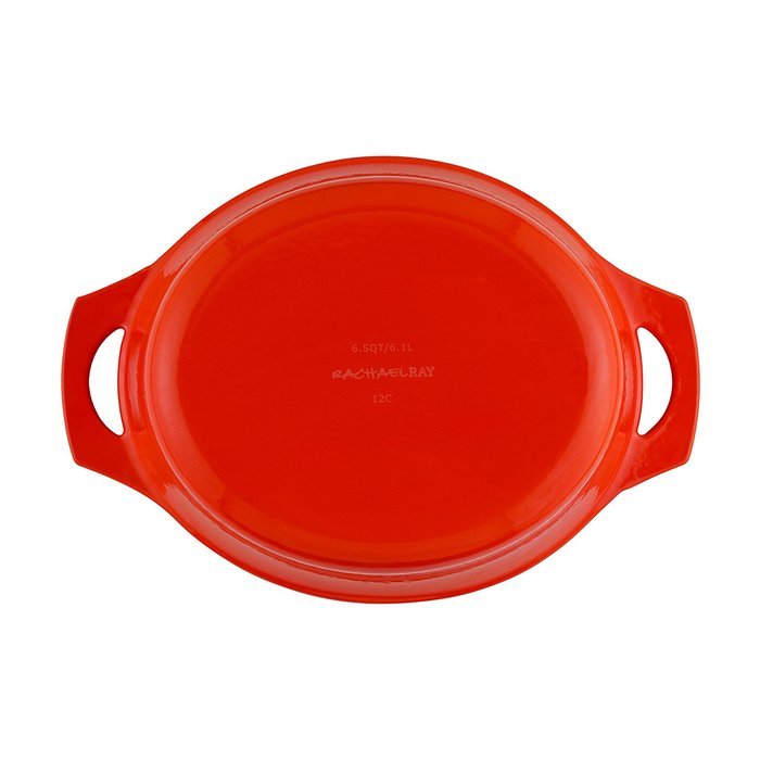 Rachael Ray Cast Iron 3-1/2-Quart Covered Oval Casserole, Orange N2