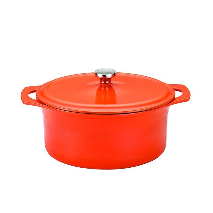 Rachael Ray Cast Iron 3-1/2-Quart Covered Oval Casserole, Orange N3