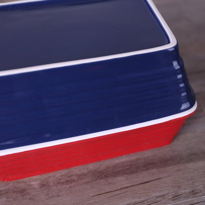 Chef's Classic Enameled Roasting and Lasagna Pan, 650ml, 7.6" (Blue) N6