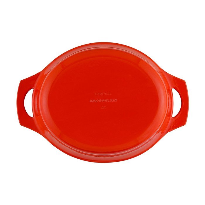 Rachael Ray Cast Iron 3-1/2-Quart Covered Oval Casserole, Orange N4