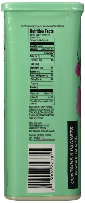 Arizona Sugar Free Green Tea with Ginseng Iced Tea Mix, Tubs in Canister- 1.7 oz, 12 ct