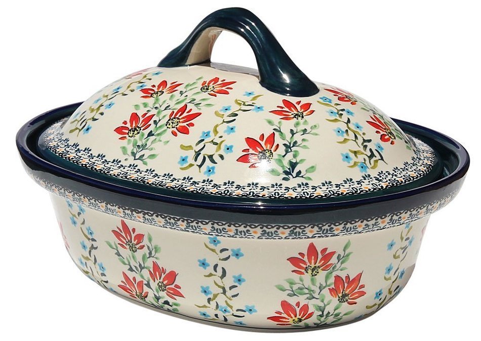 Polish Pottery Oval Casserole Dish From Zaklady Ceramiczne Boleslawiec #1158-278 Art Unikat Signature Pattern,...