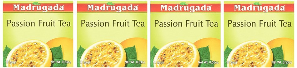 Passion Fruit Tea 10 tea bags - Ch&aacute; de Maracuj&aacute; 10 sach&ecirc;s - Madrugada - 0.5oz (15g) GLUTEN FREE - (PACK OF 04) N3