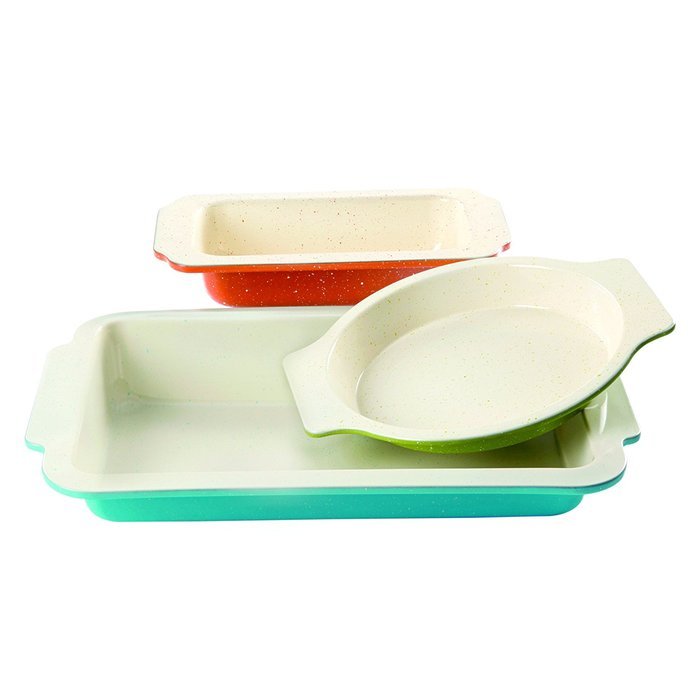Gibson Home Imbue Color Splash 3 Piece Bakeware Set, Multicolor N4