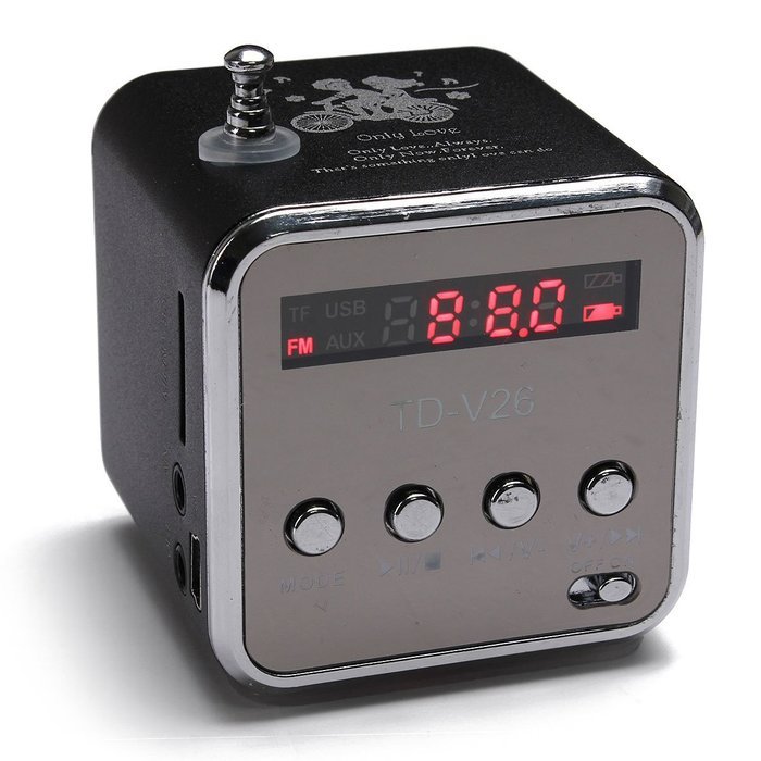 BephaMart TD-V26 Portable Mini Stereo FM Radio MP3 Speaker Music Player Support Micro SD TF USB N6