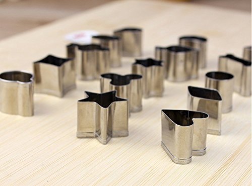 Rey 15PCS silver Color Stainless Steel Mini Cookie Chocolate Cutters，Set Assorted Shapes Cake Mold Make Fun SHAPES... N4