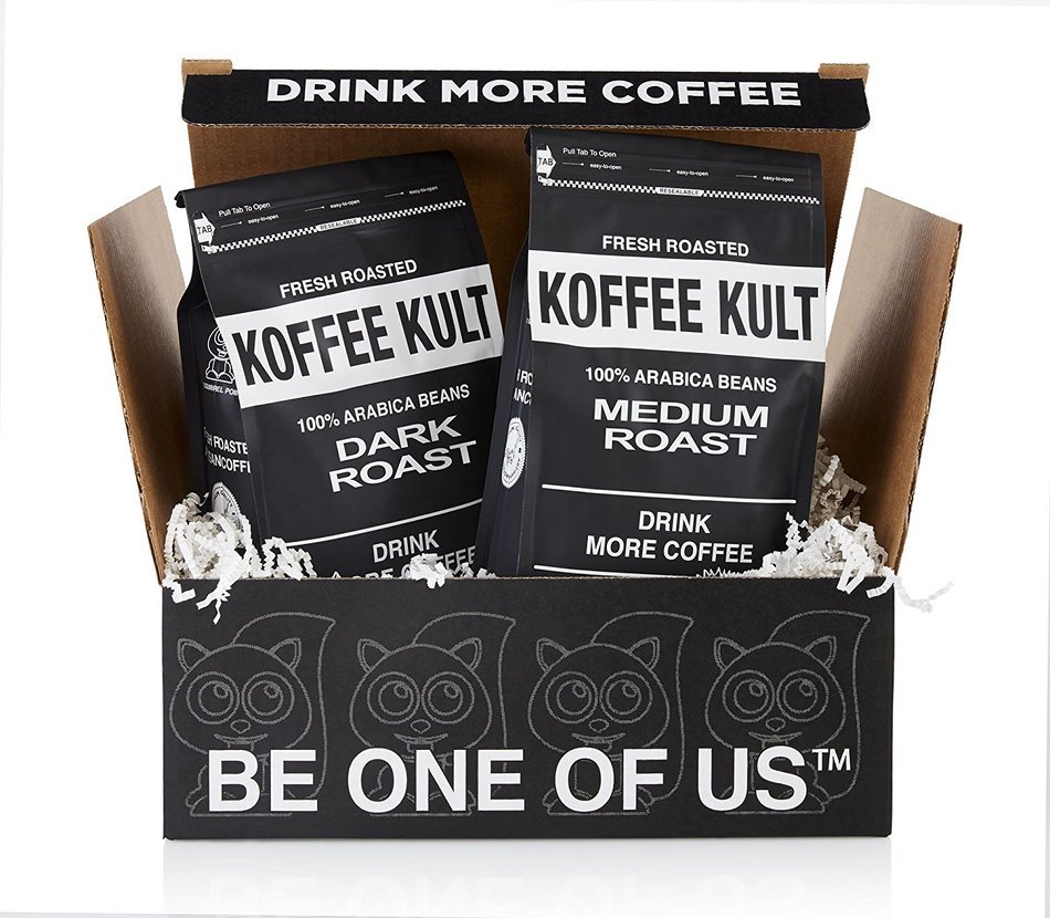 Koffee Kult Coffee Holiday Gift Basket - Variety of 3 Whole Bean Coffee ...