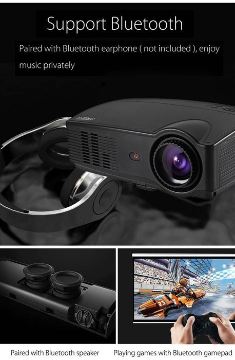 Joyhero 3000LM Projector,1280 x 800 Pixels FHD 1080P LCD Projector Media Player Home Theater N3