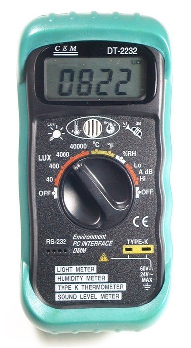 Ruby Electronics DT-2232 4-in-1 Digital Thermometer Light Humidity Sound Meter RS-232 Serial Port