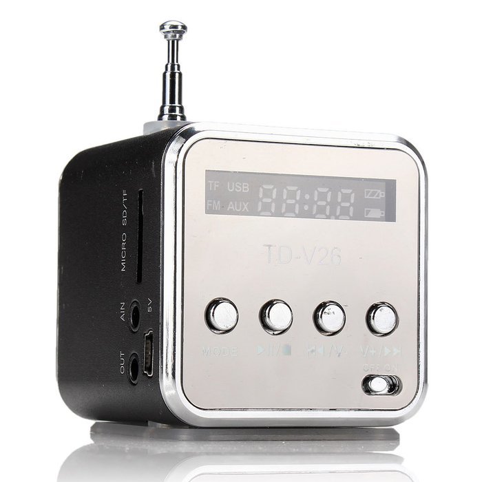 BephaMart TD-V26 Portable Mini Stereo FM Radio MP3 Speaker Music Player Support Micro SD TF USB N7