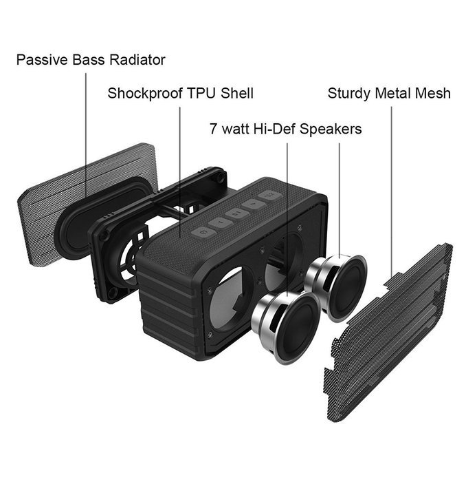 Antonso BV370 Cuboid Sport Outdoor Portable Waterproof Bluetooth 4.0 Loud Speaker Amplifier with Passive Bass... N12