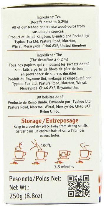 Typhoo 80 Decaf Tea Teabags (Pack of 6, Total 480 Teabags) N3
