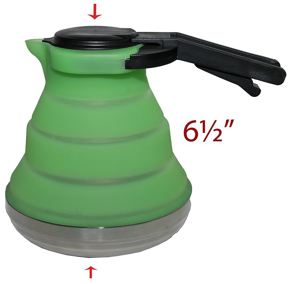 Collapsible Silicone Tea Kettle - Portable Foldable Design, Made with Food Grade Stainless Steel Base for Extreme... N3