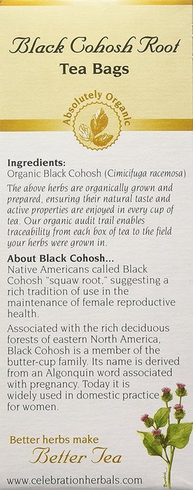 Celebration Herbals Black Cohosh Root Tea, Organic, 24 Teabag N3
