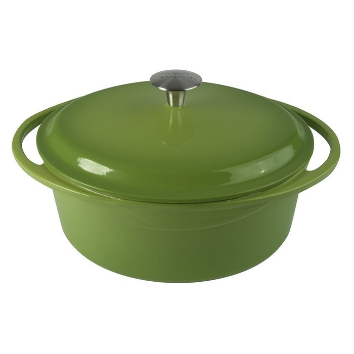 Artland La Maison Cast Iron Round Casserole Dish, 7.4-Quart, Green N16