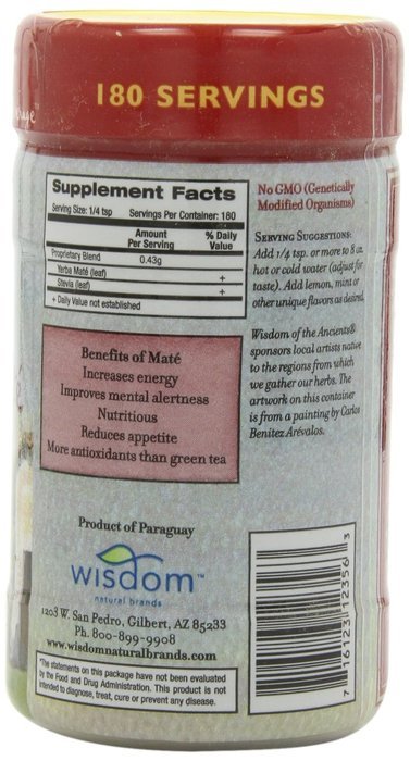 Wisdom of the Ancients Yerba Mate Royale Tea, Instant, 2.82 Ounce (Pack of 4) N2