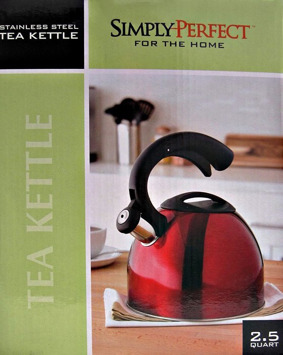 Red Stainless Steel Tea Kettle 2.5 Qt &ndash; Luxury Modern Design &ndash; Nylon Handle & Whistler &ndash; Enhance Kitchen D&eacute;cor...
