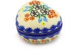 Polmedia Polish Pottery 4-inch Stoneware Heart Shaped Jar H2129G Hand Painted from Cer-Maz in Boleslawiec Poland... N3